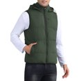 thumbnail image 4 of INSPIRE CHIC Men's Puffer Vest Warm Sleeveless Jacket with Detachable Hooded Winter Padded Vest M Olive Green, 4 of 6