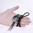 thumbnail image 2 of Corbata Bolo Zulema cuero hecho a mano cuerda para Hombre Azul, 2 of 6