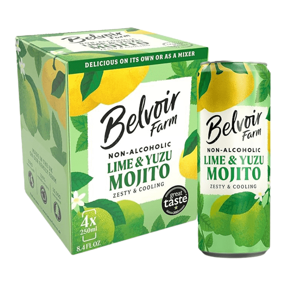Belvoir Farm Non Alcoholic Lime & Yuzu Mojito, 4-Pack of 8.4oz Cans