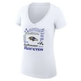 thumbnail image 2 of Women's G-III 4Her by Carl Banks  White Baltimore Ravens Super-Slim Fit Lightweight Collage Team V-Neck T-Shirt, 2 of 3