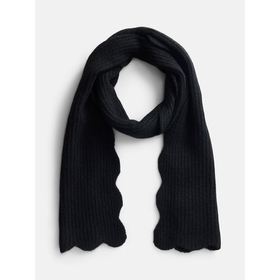 Scenario Women's Rib Knit Scarf, Black