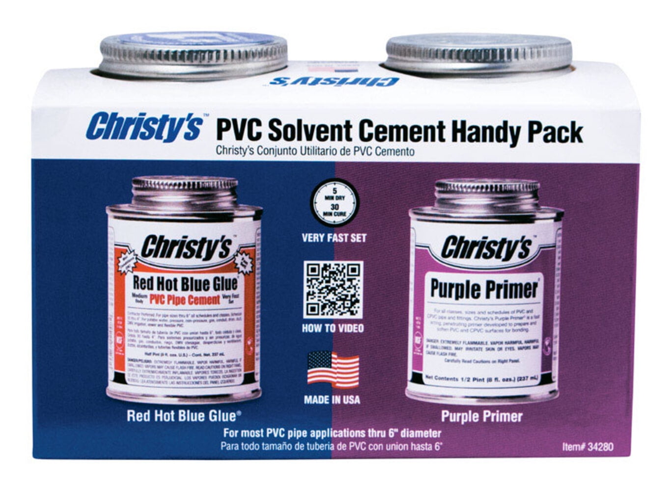 Christys  Blue/Purple  Primer and Cement  For CPVC/PVC 8 oz.