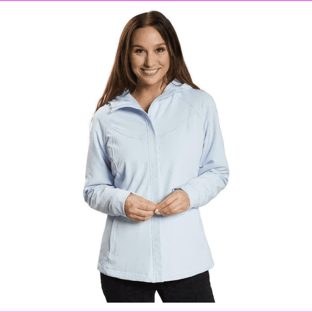 Photo 1 of XL Kirkland Signature Women's wind-resistant Softshell Hooded Jacket XL/Light Blue