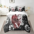 thumbnail image 2 of Wolf Bed in a Bag King Size Comforter Set 7 Pieces Daisy Flowers Bedding Sets,Blue Grey Ombre Oil Painting Sheet Set with Comforter Graffiti Art Western Animals Butterfly Bohemian Decor, 2 of 4