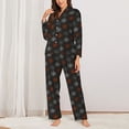thumbnail image 2 of KLL Spider Web Print Women's Long Sleeve Pajamas with Pants Sleepwear Loungewear 2 Set-XX-Large, 2 of 7