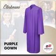 thumbnail image 5 of CLERKMANS Unisex Adult Matte Graduation Gown & Robe, Purple, 1 PCS, 5 of 6