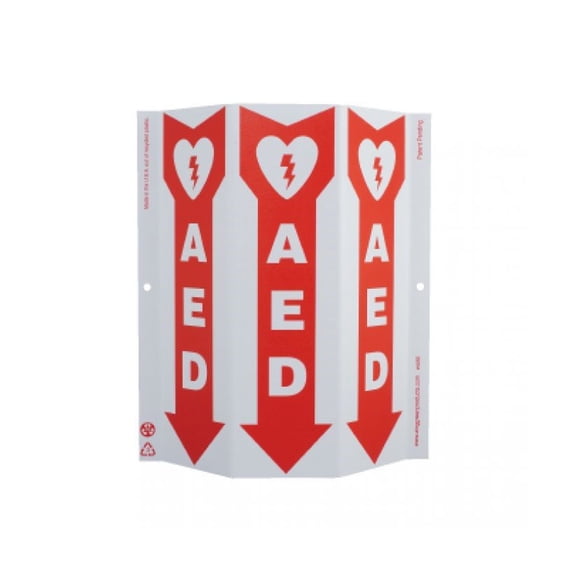 Sign, TRI-VIEW SLIM, GRAPHIC, AED, 12X9, RECYCLE PLASTIC