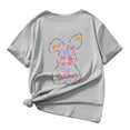 thumbnail image 1 of Chemises pour Filles Motif Lettres Imprimé Multicolore Col Rond Manches Courtes Hauts pour Filles Gris, 1 of 6