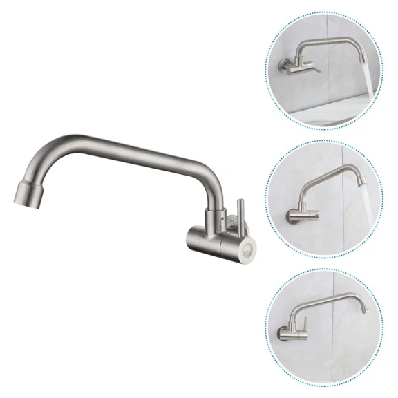 Hot Cold Water Faucet Wall Mounted Kitchen Tap Rotatable Faucet