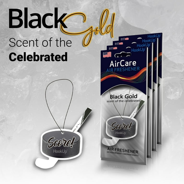 Hockey Hanging Car Air Freshener by HookUp - 4 Pack of Black Gold Scent, Unique Gift for Sports Fan - Teens, Men, Women