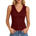 thumbnail image 3 of TGPMGRZ Workout Tank Tops Woman V Neck Wide Strap Athletic Top Solid Color Summer Clothing Size M, 3 of 7