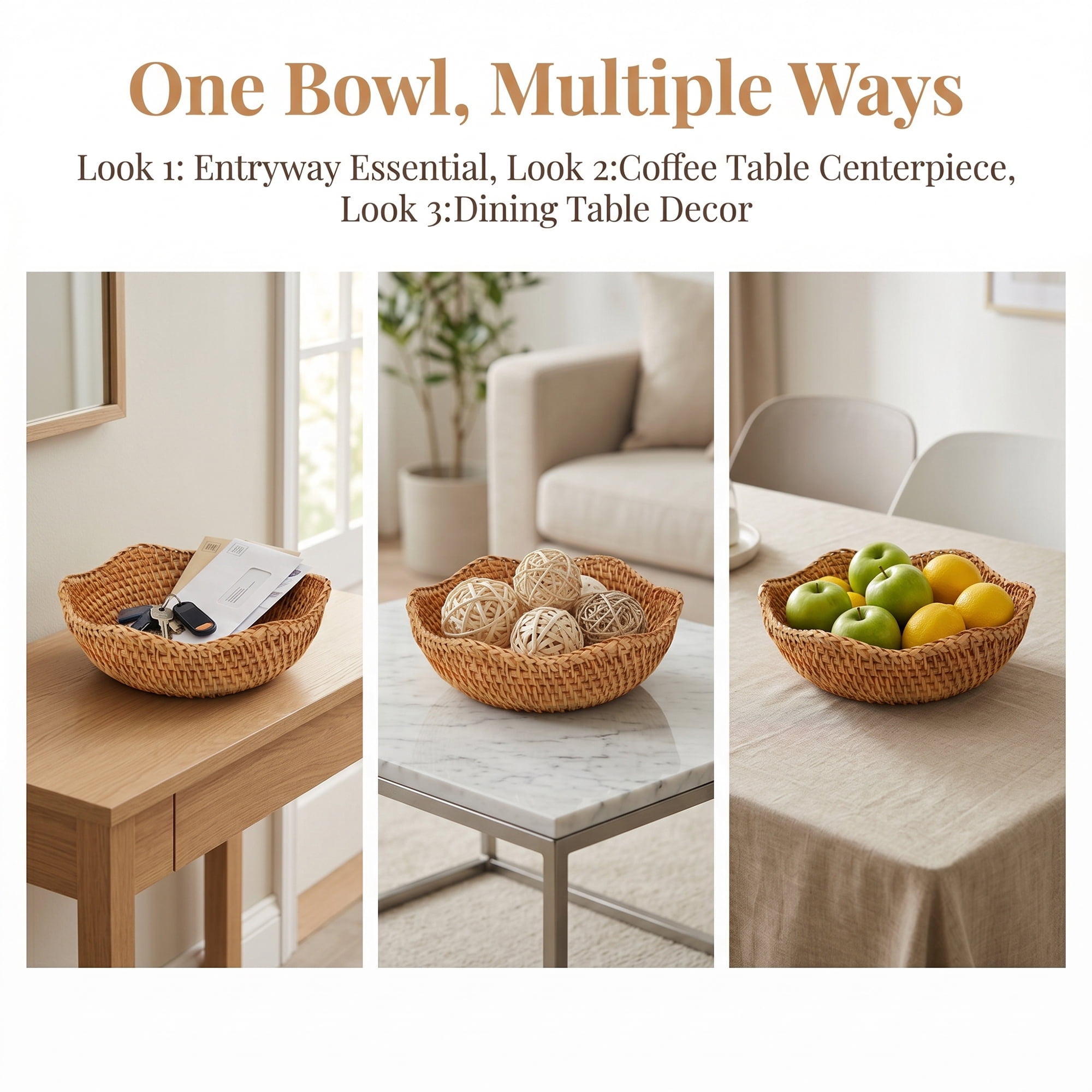 Unique Bargains Handmade Woven Bamboo Fruit Basket Rattan Bowl Brown 7.9*7.9*2.8inch