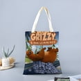 thumbnail image 2 of Grizzy y los Lemmings Bolso de tela con estampado de lienzo para mujer, bolsa de compras reutilizable y estética, con cremallera interior, regalo para mujer,38*45cm., 2 of 6