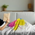thumbnail image 3 of Vintage Soft Flannel Fleece Throw Blanket, Vector Colorful Splatter Grunge Ink Splatter Illustration Abstarct Circles Art, Cozy Plush for Indoor and Outdoor Use, 60" x 80", Yellow Pink, by Ambesonne, 3 of 5