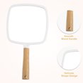 thumbnail image 3 of Unique Bargains Portable Square Wood Handle Vanity Makeup Mirror Handheld Cosmetic Mirror White, 3 of 7