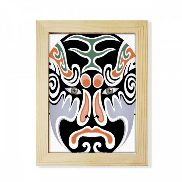 Peking Opera Head Colorful Longhumen Desktop Adorn Photo Frame Display Art Painting Wooden
