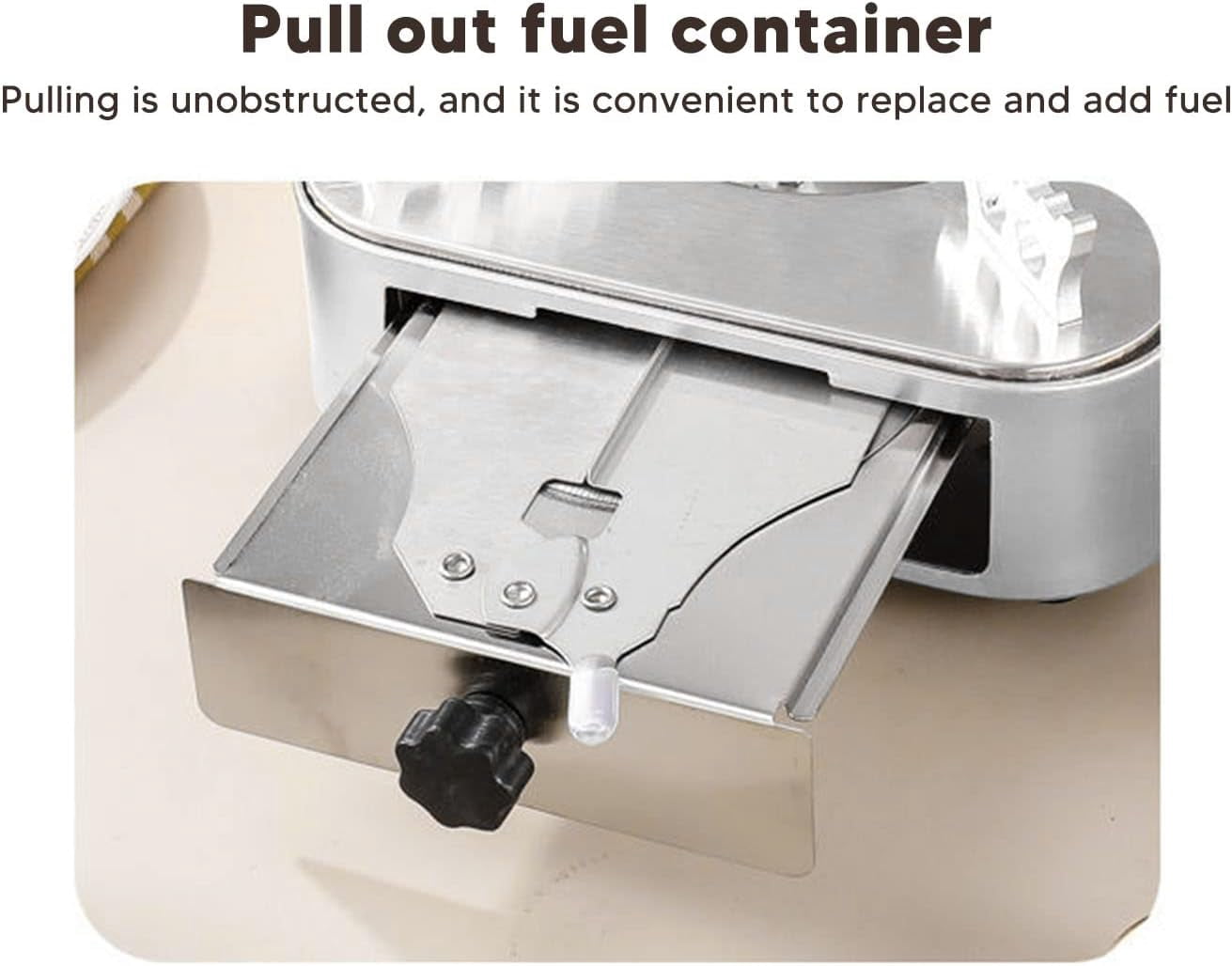 ABCISI Alcohol Stove, Backpacking Stove, Portable Alcohol Stove, Stainless Steel Silver One Piece Design Drawer Structure Spirit Burner for Home Outdoor Hiking Camping Barbecue