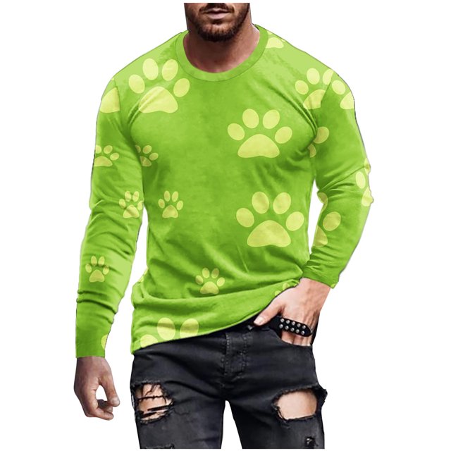 Pompotops Homme Décontracté Col Rond Manches Longues Pull Patte T-Shirt Imprimé 3D en Solde