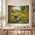 thumbnail image 5 of Floral Garden Viewed with Through Open Wooden Window, Mystical Fantasy for Space Lovers, Galaxy Room Decor, Valentine'S Day Gift, Tapestry Wall Hanging for Bedroom and Dorm, 5 of 7