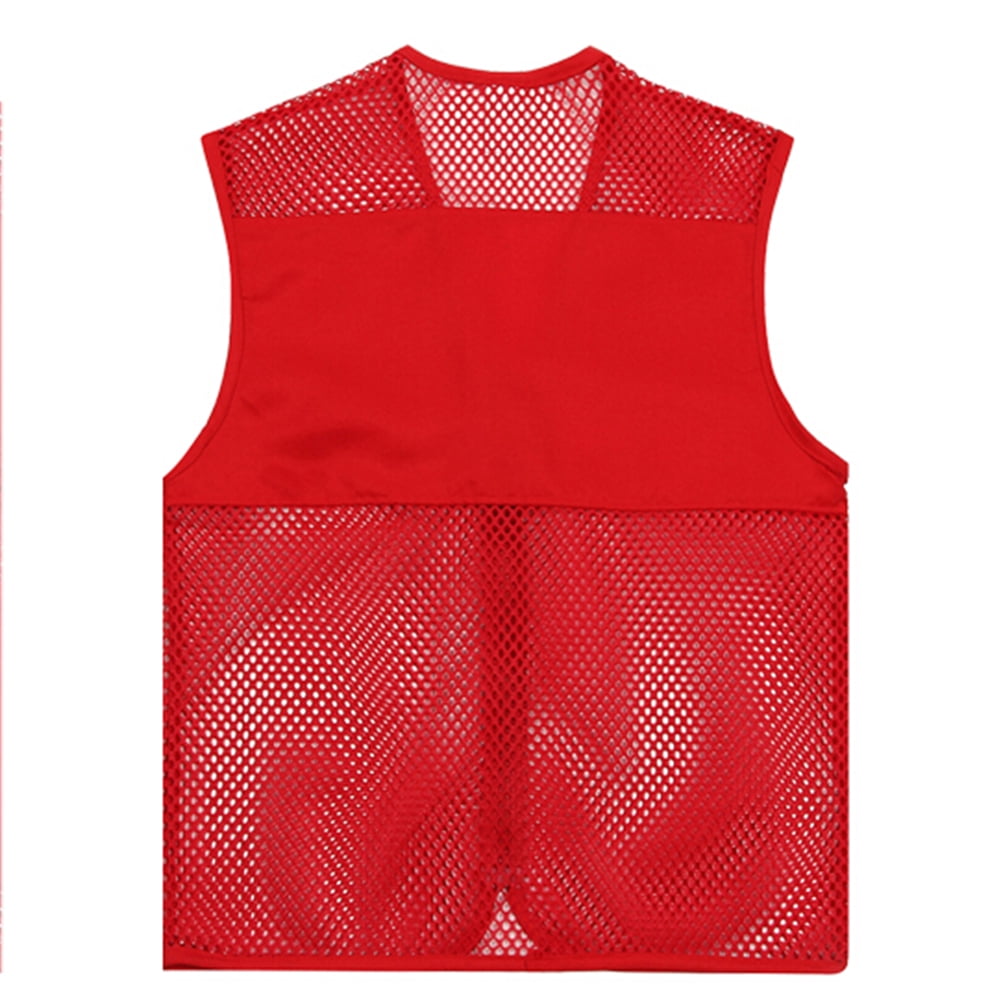 Toptie Adult Mesh Volunteer Vest Activity Team Supermarket Vest With Pocket(5 Packs)-Red-2XL