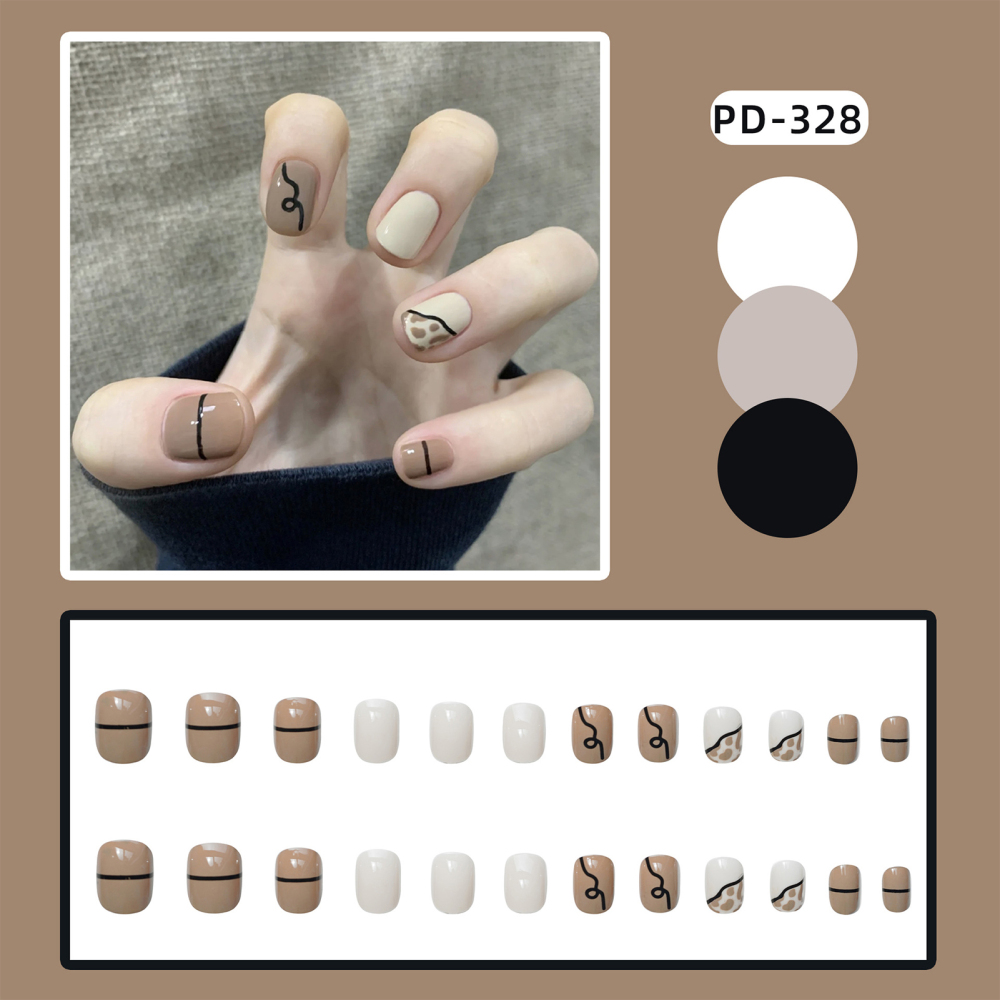 Elegant Khaki and Beige False Nails Artificial Comfortable to Wear