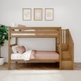 thumbnail image 2 of Max & Lily Twin over Twin Bunk Bed for Kids, Solid Wood Bunk Beds with Stairs and Storage, Pecan, 2 of 11