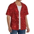 thumbnail image 4 of Fotbe Red Glitter print Short Sleeve Button Down Shirts for Men Casual Summer Beach Wrinkle Free Shirt-Medium, 4 of 7