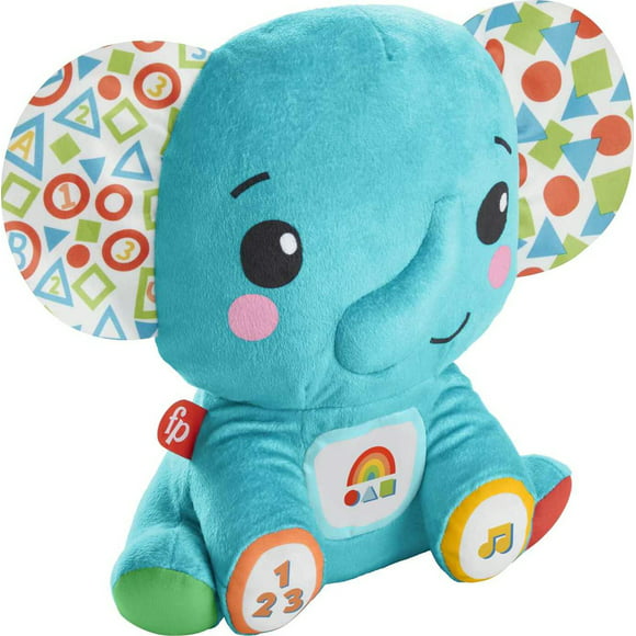 Fisher-Price Lights & Learning Elephant Plush Toy with Music and Lights for Infants