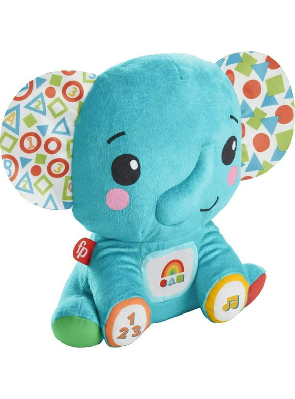 Fisher-Price Lights & Learning Elephant Plush Toy with Music and Lights for Infants