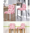 thumbnail image 5 of Pink Geometric Moroccan Bar Stool Covers Set of 4, Abstract Art Pink Ombre Modern Stretch Washable Bar Chair Covers with Backs, Removable Pub Counter Height Chair Cover for Kitchen Dining Room Cafe, 5 of 7