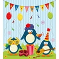 thumbnail image 3 of Birthday Duvet Cover Set, Cartoon Style Penguin Party with Flags Cakes and Gift Box Theme Print, Decorative 3 Piece Bedding Set with 2 Pillow Shams, King Size, Fern Green Pale Blue, by Ambesonne, 3 of 3