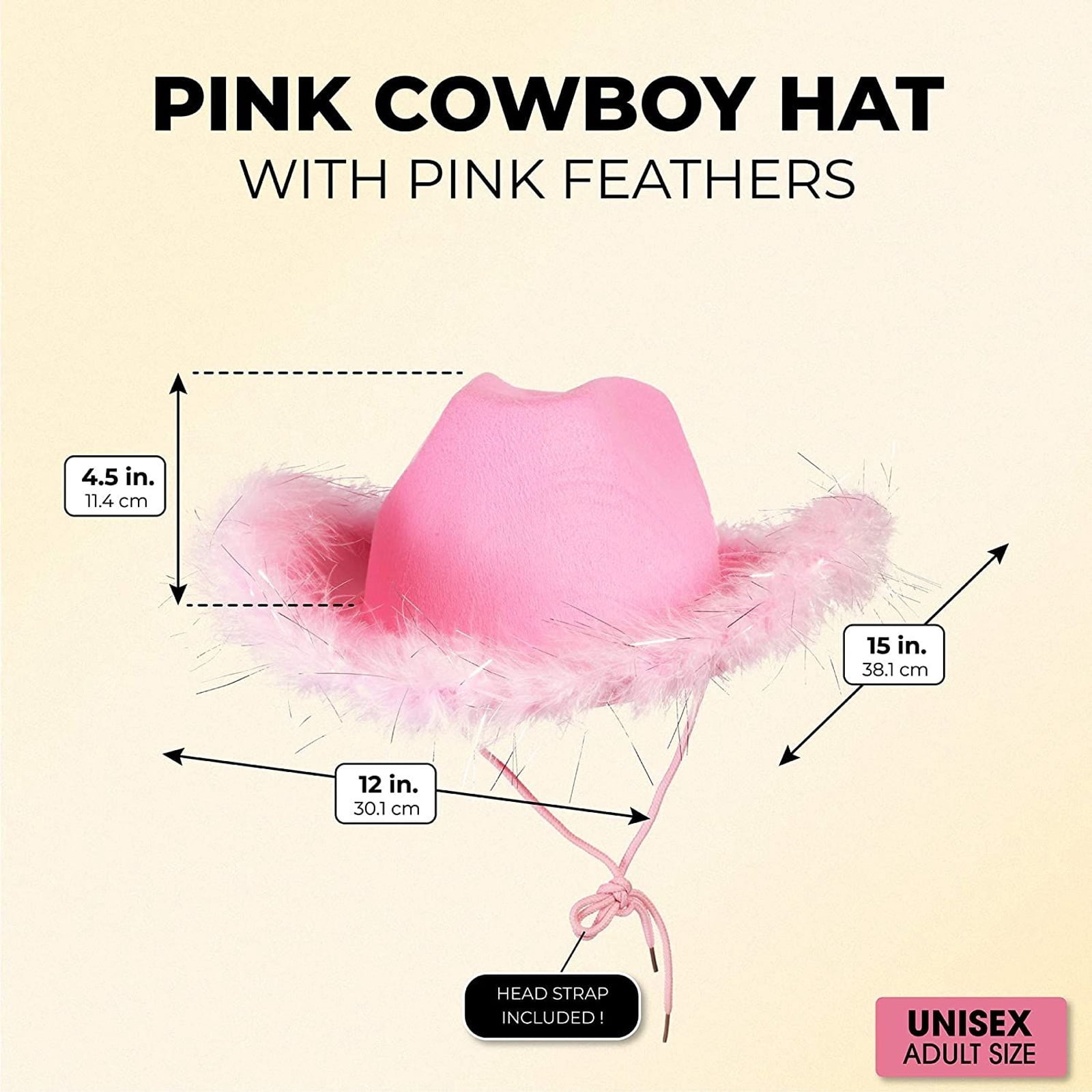 Pink Felt Cowboy Hat with Feathers and 