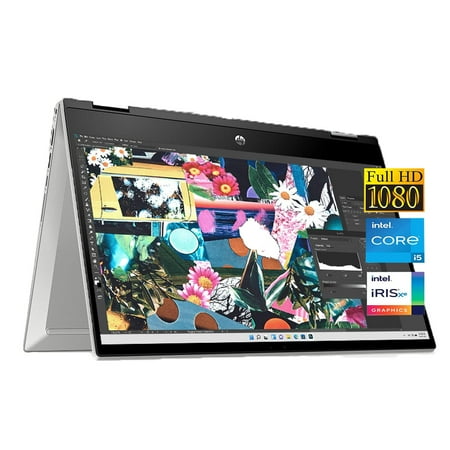 HP Pavilion x360 Convertible Laptop, 14 inch FHD Multi-Touch Display, Intel Core i5-1135G7 (Beats i7-1065G7), 8GB RAM, 256GB SSD, Intel Iris Xe Graphics, Windows 11 Home, Bundle with JAWFOAL