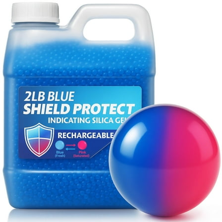 2 LB Indicating Silica Gel Beads 3–5mm – Reusable Desiccant Beads for Moisture Absorption, 3D Filament Storage Silica Gel Crystals, Blue to Pink Dehumidifier Beads, 1 Quart Air-Tight Container