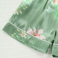 thumbnail image 4 of Girls Silk Pajamas Toddler Girls Floral Silk Pajamas Set Summer Short Sleeve Button Up Top Shorts 2Pc Satin Sleepwear Set Toddler Girl Pajamas Green 5 Years-6 Years, 4 of 7