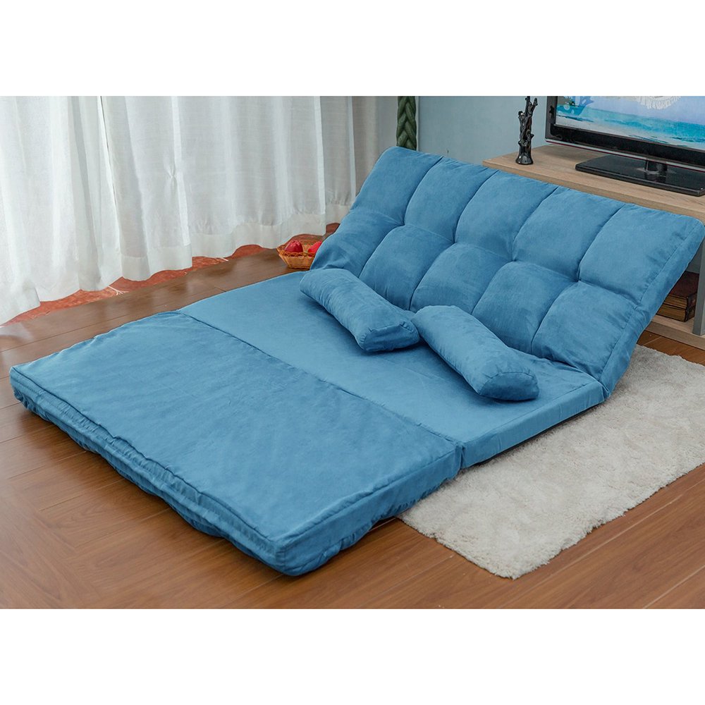 Chaise Lounge Sofa, Folding Futon Floor Sofa Bed with 2 Pillows