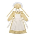 thumbnail image 3 of JFOPQVSM Girls' Outfit Sets 3PCS Prairie Girls Dress with Apron and Hat for Toddler 4-8 Years, 3 of 5