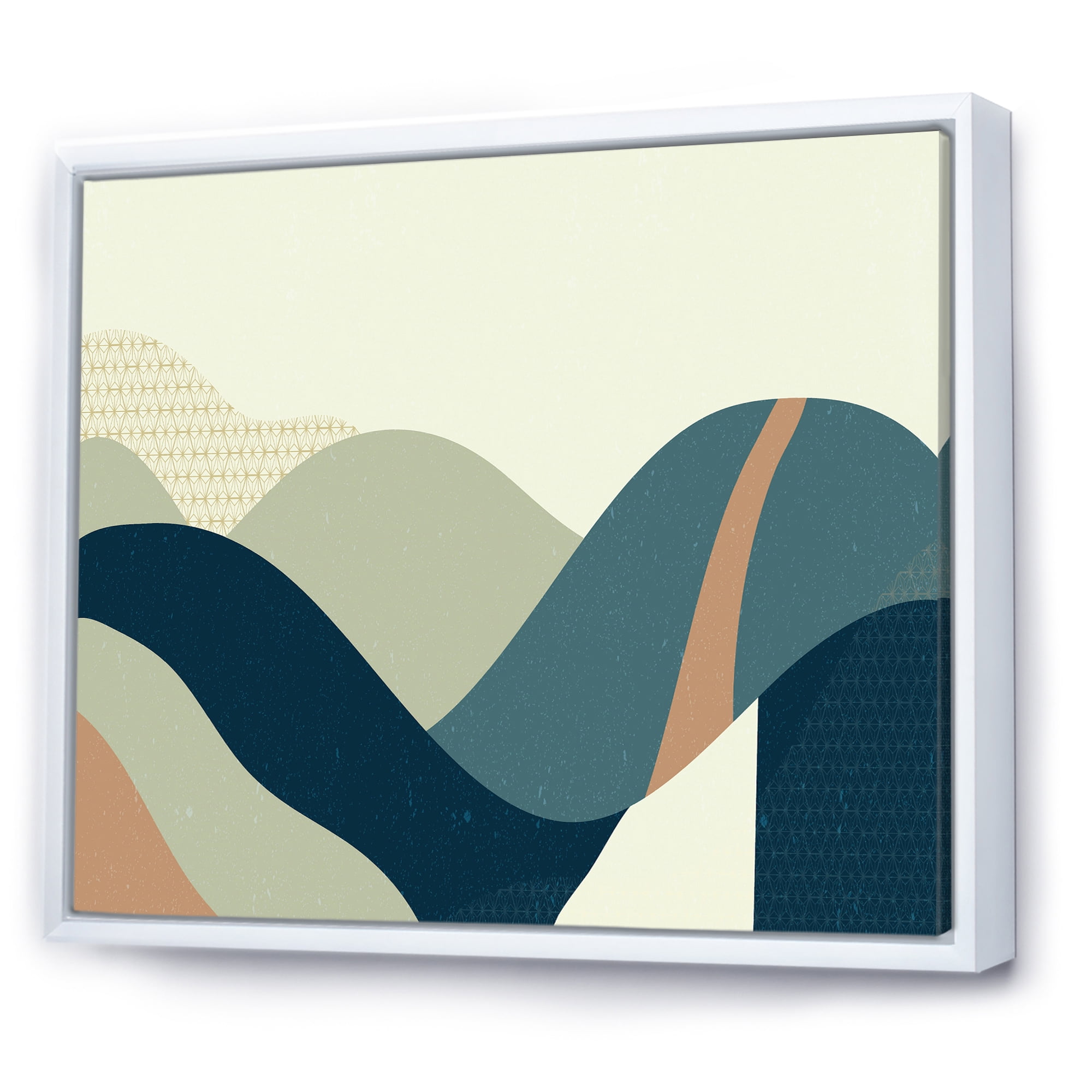Designart 'Landscape With Hills Abstract Geometric Art' Modern Framed Canvas Wall Art Print