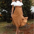 thumbnail image 3 of yillto Women Chiffon Wrap Skirt High Waist Boho Asymmetrical Ruffle Hem Flowy Loose Midi Beach Skirts, 3 of 7