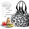 thumbnail image 4 of White and Gray Of Leopard Print Drawstring Lunch Bag Women - Drawstring Lunch Bag Insulated for Work Office - Stain-Resistant Large Lunchbags for Women with Multi-Pockets, 4 of 6
