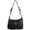 Black, variant on SILVERFEVER Women's Hobo Leather Handbag with 2 Entry, Buckled Front Pocket