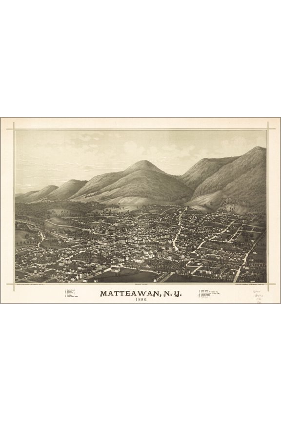 24"x36" Gallery Poster, map of Matteawan, New york state 1886
