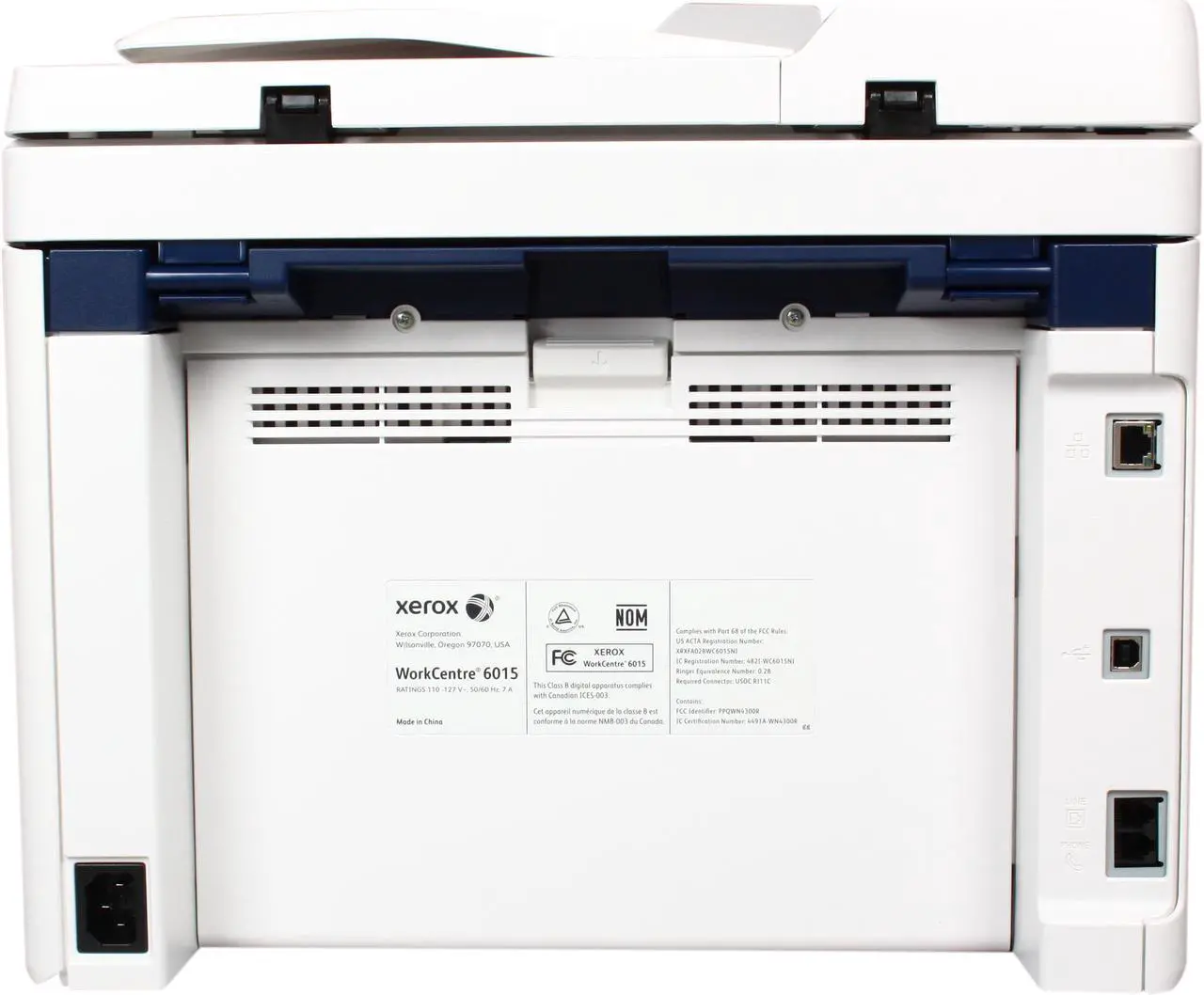 Xerox WorkCentre 6015/NI Color Multi-Function Printer – Print, Copy, Scan, Fax, Wireless, Ethernet, USB, 150-Sheet Input Tray, 15-Sheet ADF