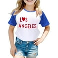 thumbnail image 1 of WEIYLL T-Shirts pour Fille Imprimé Lettre Raglan Manches Courtes Été Doux Décontracté pour 9-10 Ans, 1 of 3