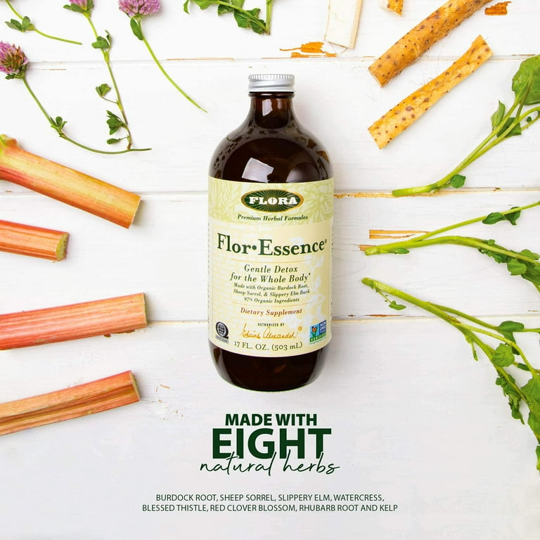 Flor Essence Organic Detox Tea By Flora - 32 Oz Bottle, Herbal Cleansing Blend