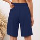 thumbnail image 3 of Pantalones cortos casuales de cintura alta para mujer - Pantalones de playa holgados hasta la rodilla con bolsillos, 3 of 5