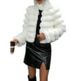 thumbnail image 3 of Women'S Faux Fur Jacket Short Puffy Long Sleeve Coat Winter Warm Furry Coat White S, 3 of 10