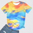 thumbnail image 2 of CHOK Hauts d'Été pour Femmes, T-Shirt Imprimé Teinture sur Nœuds à Col Rond et Manches Courtes, Tunique Décontractée pour Vacances, 2 of 5
