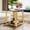 19.9" Square Gold+Black Coffee Table, variant on 33.4'' Mid Century Modern Round Coffee Table with Glass Top and Wood-Looking Finish Base,Circle Farmhouse Coffe Table,Unique Center Table for Livinig Room Apartment Small Space,Walnut