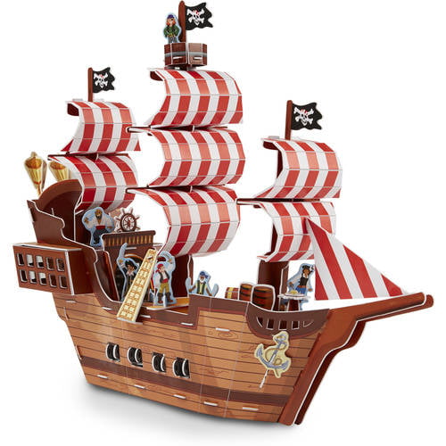 100+pcs. 9045 New MELISSA & DOUG PIRATE SHIP 3-D PUZZLE & SHIP IN ONE 